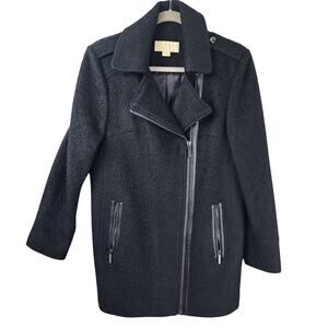 Michael Kors Women Winter Coat Size 10 Wool Blend Black Zippered
